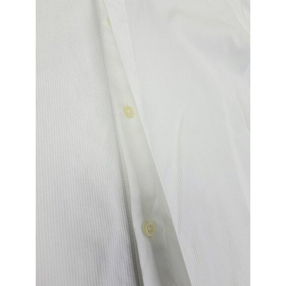 Hugo Boss Sharp Fit Size 15.5 34-35 White Stripe French Cuff Hidden Button Shirt - Picture 8 of 11